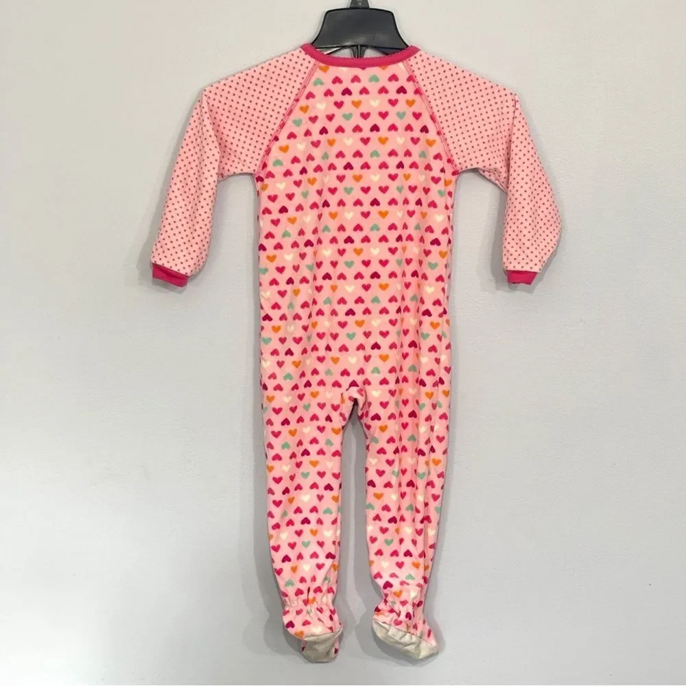 Carter’s | Girls Pink Hearts Valentine’s Day Footed Sleeper Pajamas Pjs 3T
